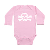 White Scribble Skull Long Sleeve Cotton One Piece Baby Bodysuit
