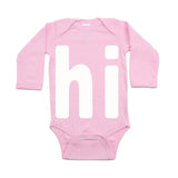 White "Hi" Word Long Sleeve Baby Infant Bodysuit