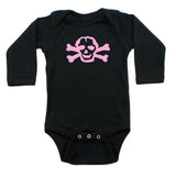Girl Pink Scribble Skull & Bones Long Sleeve Baby Infant Bodysuit