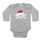 Christmas Scribble Skull Santa Hat Crossbone Long Sleeve Baby Infant Bodysuit