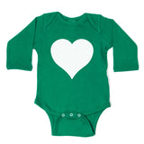 Big White Heart Long Sleeve Baby Infant Bodysuit