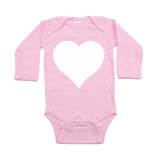 Big White Heart Long Sleeve Baby Infant Bodysuit