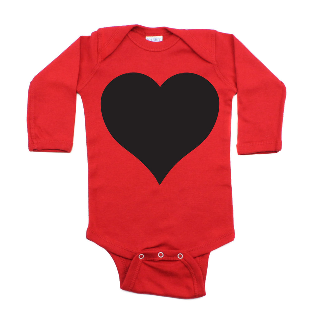 Big Black Heart Long Sleeve Baby Infant Bodysuit