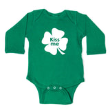 St. Patrick's Day Kiss Me Clover Long Sleeve Baby Infant Bodysuit