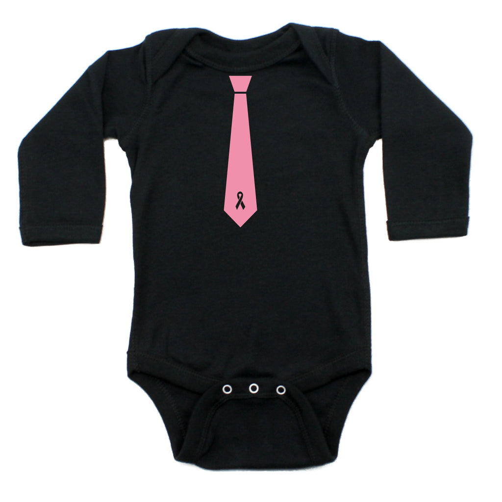 Breast Cancer Awareness Breast Cancer Tie Long Sleeve Infant Bodysuit