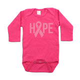 Breast Cancer Awareness Pink Hope Ribbon Long Sleeve Infant Bodysuit