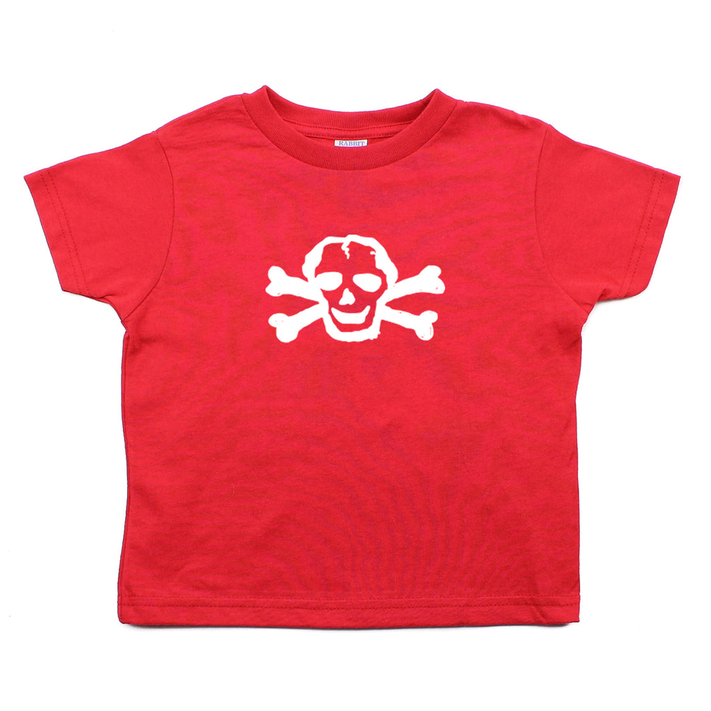 White Scribble Skull and Bones Baby-Girls Toddler Short Sleeve T-Shirt