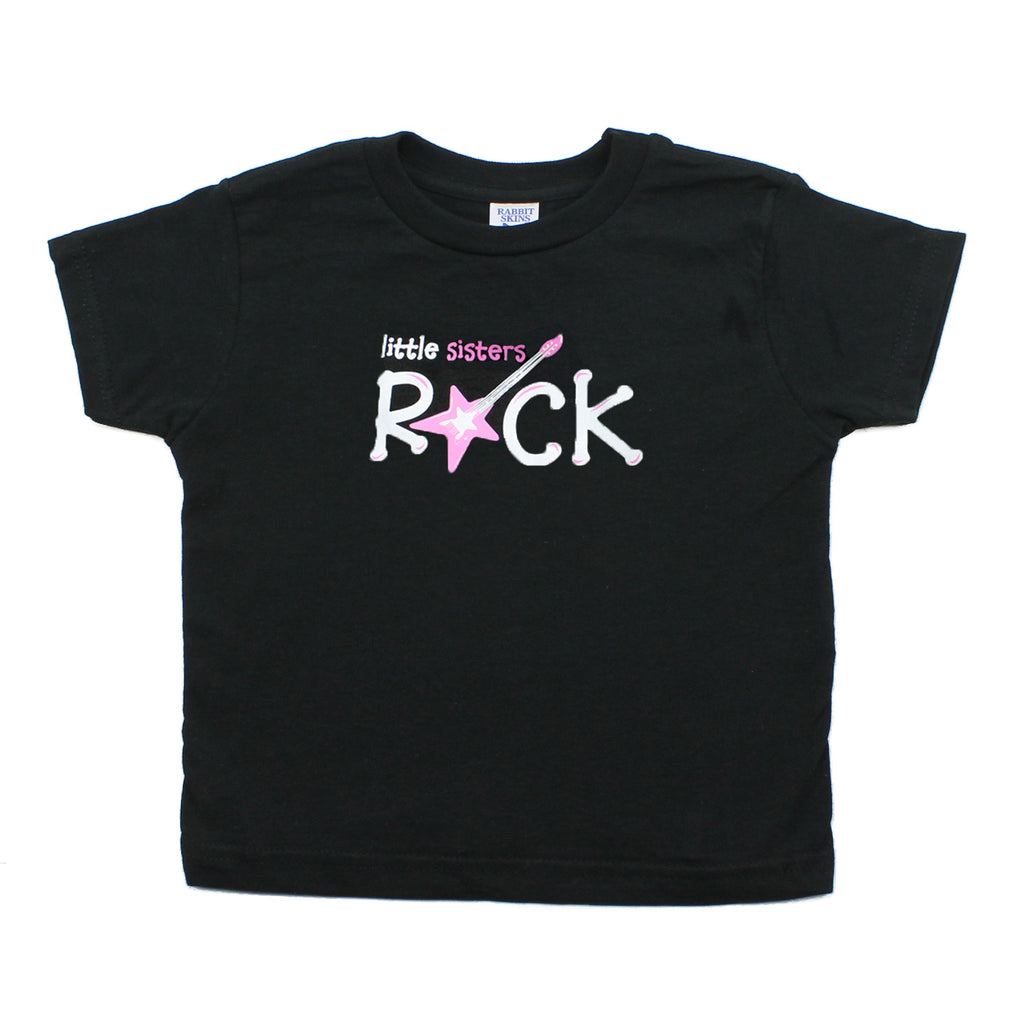 Little Sisters Rock! Baby- Girls Toddler Short Sleeve T-Shirt