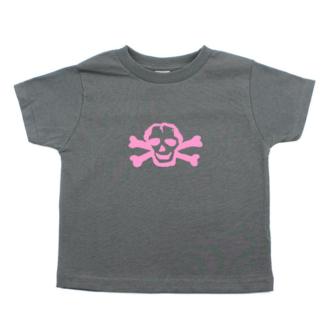Pink Scribble Skull and Bones Baby-Girls Toddler Short Sleeve T-Shirt