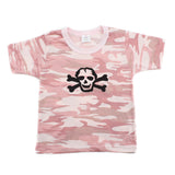 Black Scribble Skull and Bones Baby-Girls Toddler Short Sleeve T-Shirt