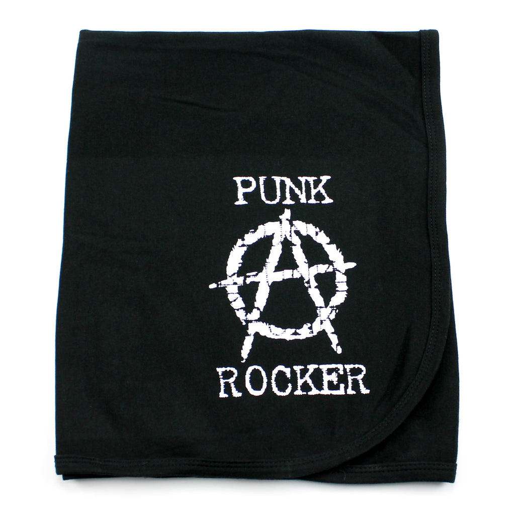 Punk Rocker Black Cotton Swaddling Receiving Blanket