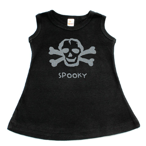 Halloween Spooky Scribble Skull A-Line Dress For Baby Girls