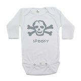 Halloween Spooky Scribble Skull Long Sleeve Bodysuit