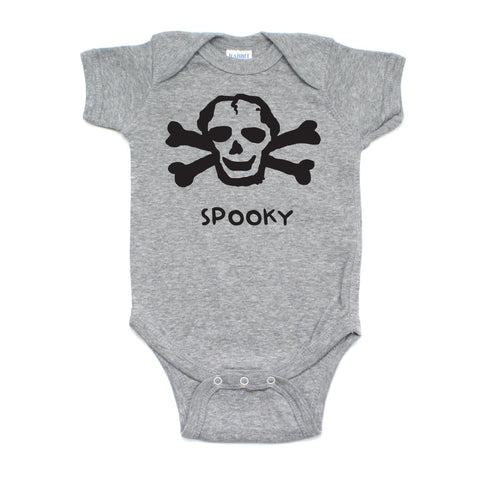 Halloween Spooky Scribble Skull Short Sleeve Bodysuit