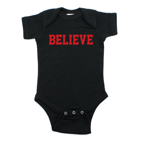 ChristmasBelieve Word Short Sleeve Infant Bodysuit
