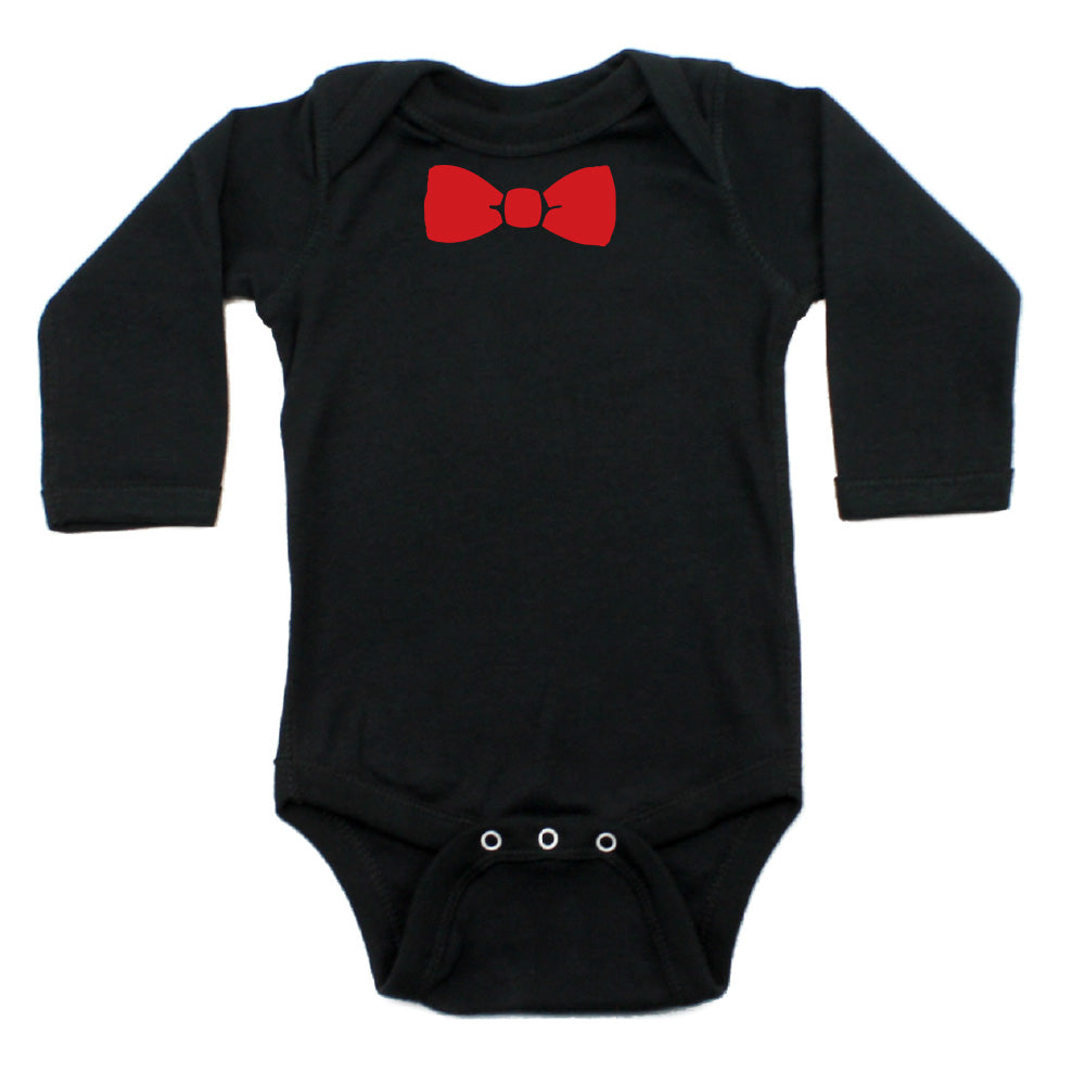 Christmas Red Bow Tie Long Sleeve Infant Bodysuit