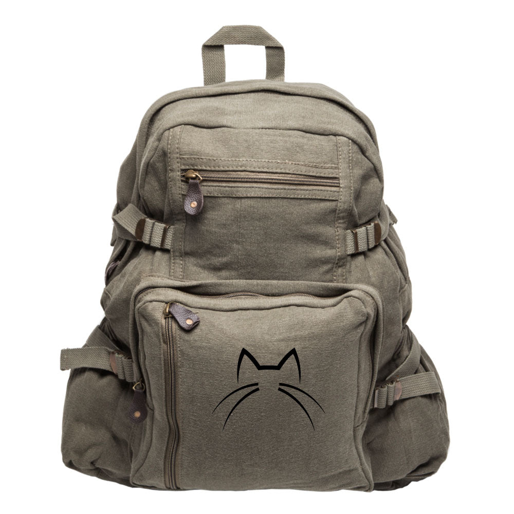 cat ear mini backpack Kitty Cat Ears Whiskers Face Vintage Style Canvas Backpack Cute School – Crazy Baby Clothing