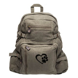 Heart With Dog Paw Puppy Love Teardrop Backpack with Leather Bottom Accents