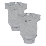 Black Copy (Ctl + C) / Paste (Ctl + V) Twin Set Short Sleeve Baby Infant Bodysuits