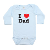 Father's Day I Heart Love Dad Long Sleeve Baby Infant Bodysuit