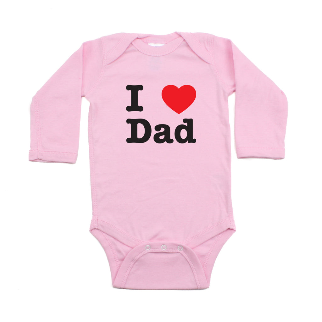 Father's Day I Heart Love Dad Long Sleeve Baby Infant Bodysuit