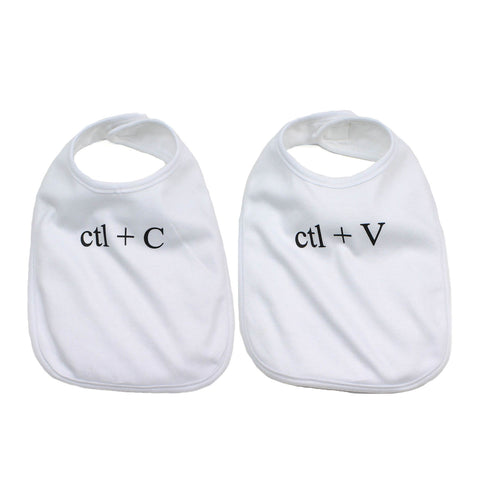 Black Copy/Paste(Ctl) Twin Set Unisex Newborn Baby Soft Cotton Bib