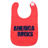 Navy Blue "America Rocks"  4th of July Unisex Newborn Baby Soft Cotton Bib