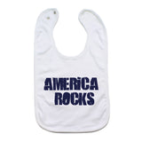 Navy Blue "America Rocks"  4th of July Unisex Newborn Baby Soft Cotton Bib