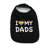Father's Day I Love My Dads LGBT Rainbow Heart Unisex Newborn Baby Soft 100% Cotton Bibs