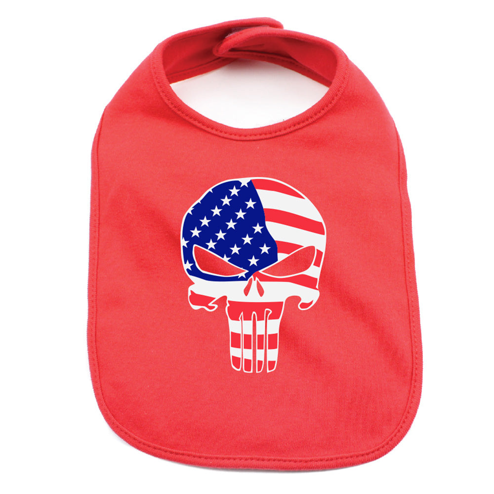 American Flag Punisher Skull Unisex Newborn Baby Soft 100% Cotton Bibs