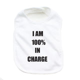 I'm 100% In Charge Unisex Newborn Baby Soft 100% Cotton Bibs