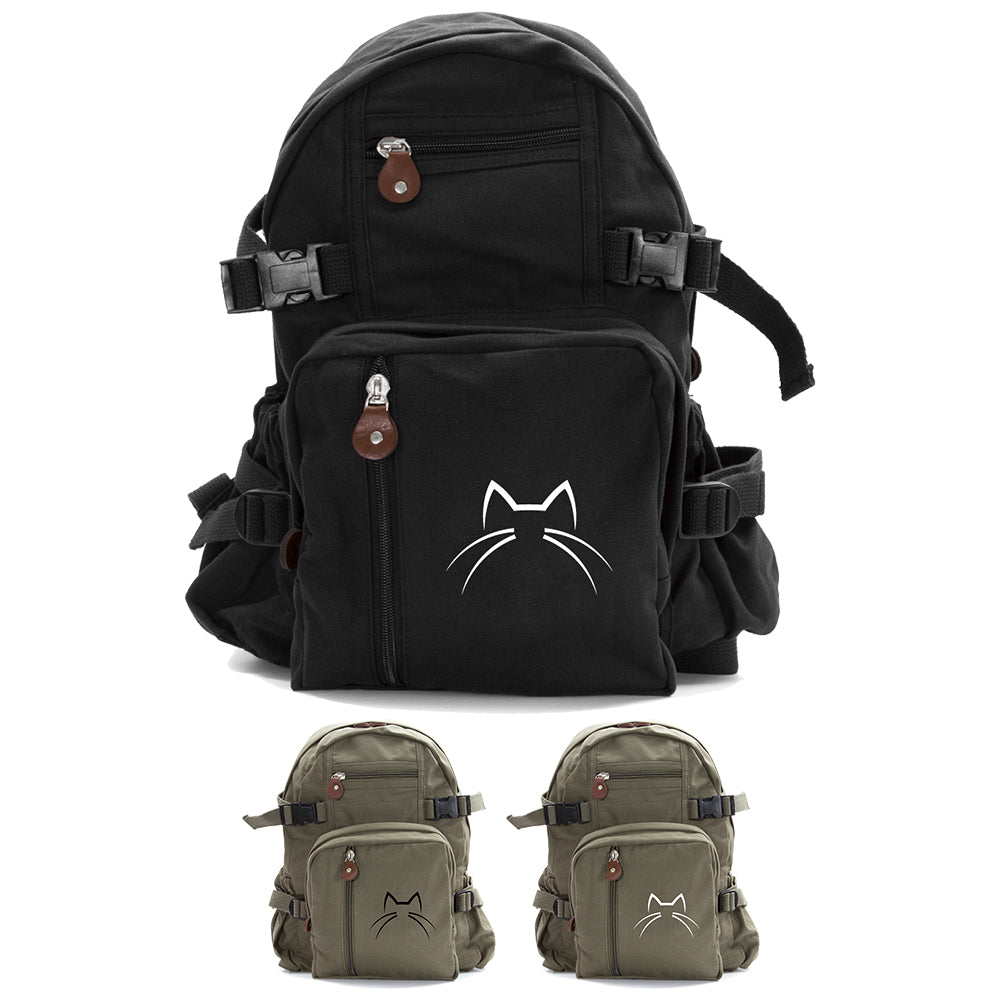 Kitty Cat Ears Whiskers Face Vintage Style Canvas Backpack Cute School –  Crazy Baby Clothing
