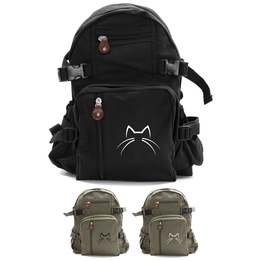 cute mini-canvas backpacks Kitty Cat Ears Whiskers Face Vintage Style Canvas Backpack Cute School – Crazy Baby Clothing