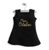 Miss Month A-Line Dress For Toddler Girls with Gold Glitter