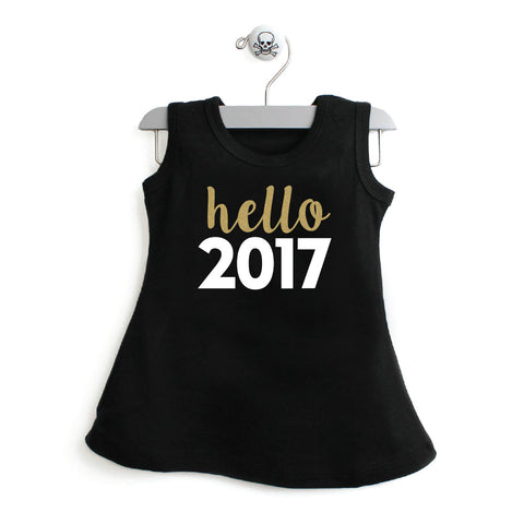 New Years Hello 2017 A-line Dress For Toddler Girls