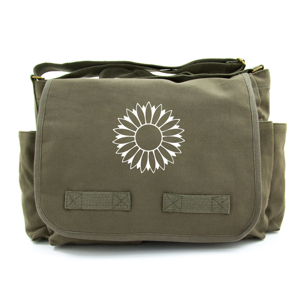 Logo Brand Messenger Paper Boy Bag Army Green Canvas Carrier Book Tote
