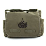 Lotus Flower Heavyweight Canvas Messenger/Diaper Shoulder Bag