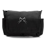 Kitty Cat Ears Whiskers Face Canvas Laptop Computer Messenger Shoulder Strap Bag