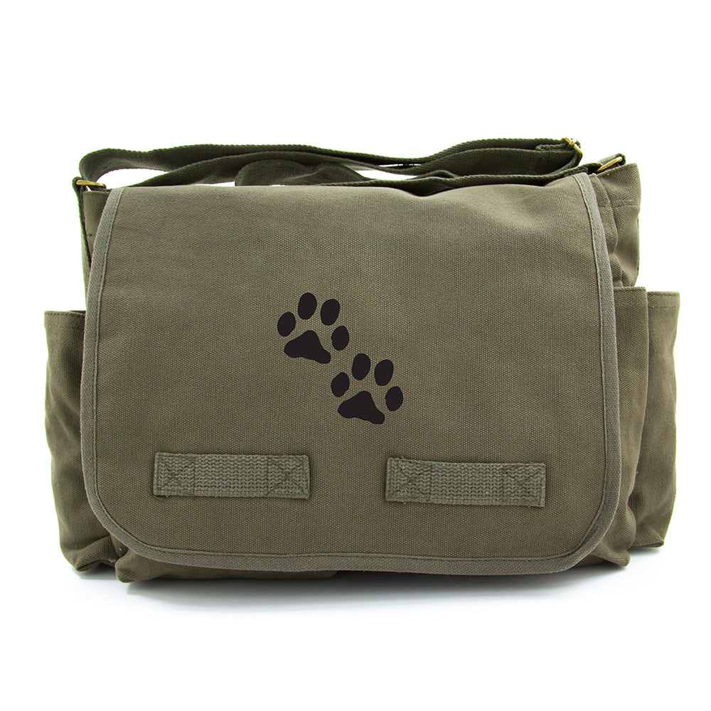 Puppy Dog Paws Print Canvas Laptop Messenger or Diaper Bag