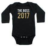 New Years The Boss 2017 Long Sleeve 100% Cotton Bodysuit