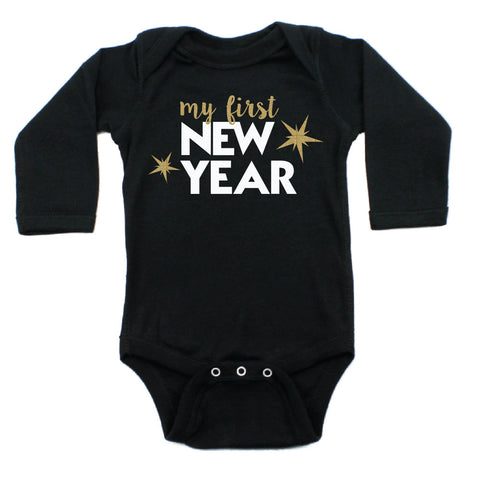My First New Years Long Sleeve 100% Cotton Bodysuit