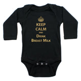 Keep Calm And Drink Breast Milk Long Sleeve Cotton Bodysuit,