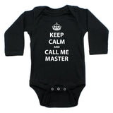 Keep Calm And Call Me Master Long Sleeve Cotton Bodysuit
