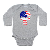 American Flag Punisher Skull Long Sleeve Infant Bodysuit