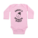 Daddy's Drinking Buddy Long Sleeve Cotton One Piece Baby Bodysuit