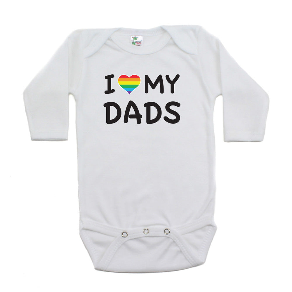 Father's Day I Love My Dads LGBT Rainbow Heart Long Sleeve Infant Bodysuit