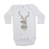 Christmas Aztec Pattern Deer Long Sleeve 100% Cotton Bodysuit,