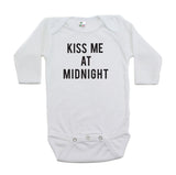 New Years Kiss Me At Midnight Long Sleeve Cotton Bodysuit
