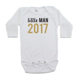 New Years Little Man 2017 Long Sleeve 100% Cotton Bodysuit