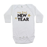 My First New Years Long Sleeve 100% Cotton Bodysuit
